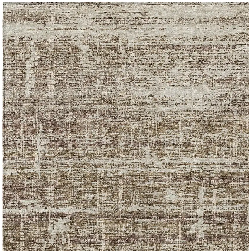Brown Beige And Taupe Abstract Washable Indoor Outdoor Area Rug Photo 4