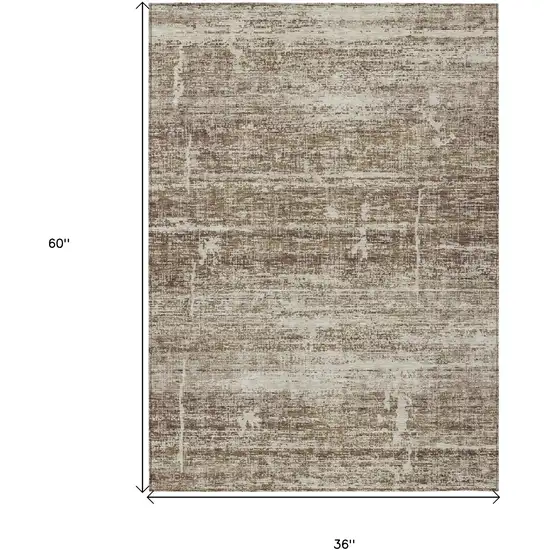 Brown Beige And Taupe Abstract Washable Indoor Outdoor Area Rug Photo 7