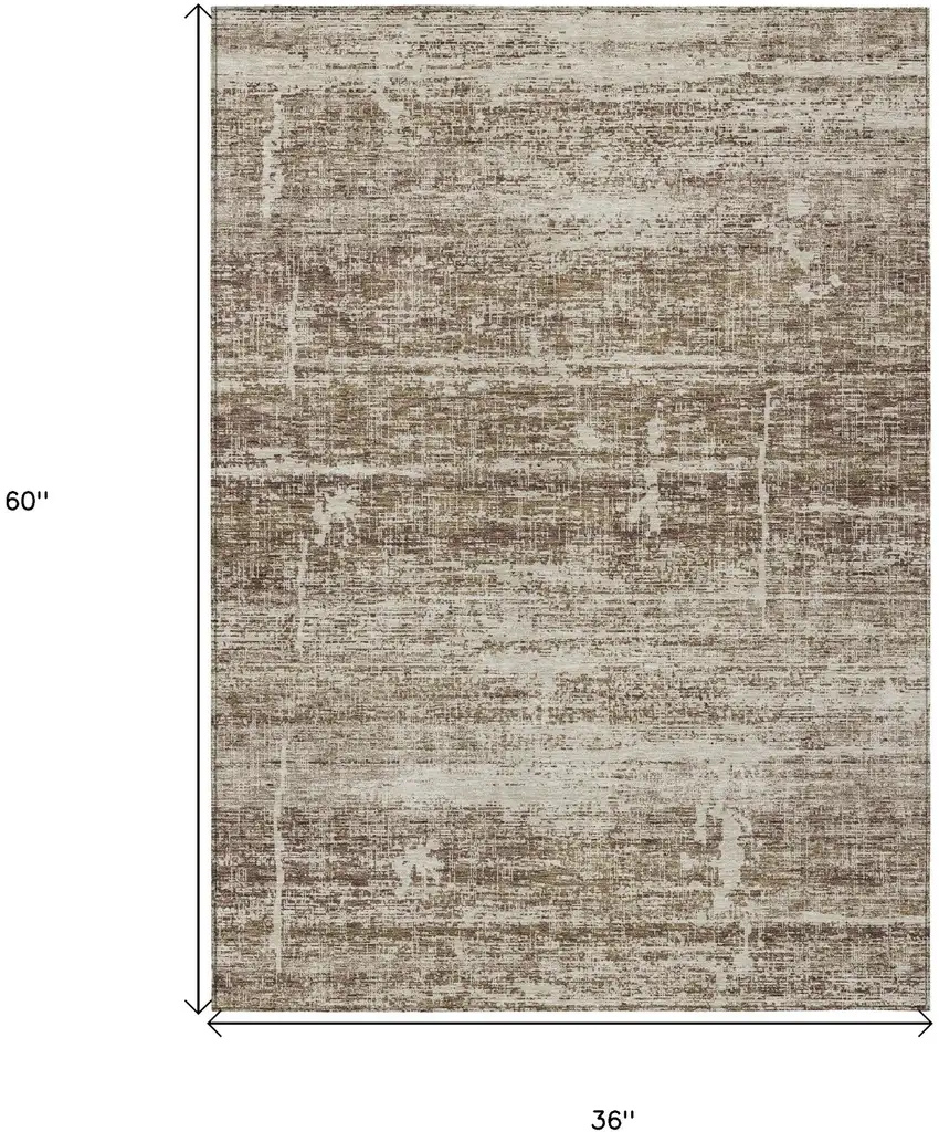 Brown Beige And Taupe Abstract Washable Indoor Outdoor Area Rug Photo 7