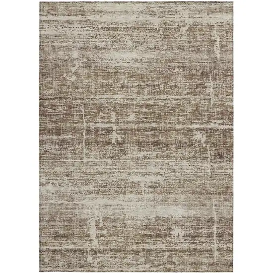 Brown Beige And Taupe Abstract Washable Indoor Outdoor Area Rug Photo 5
