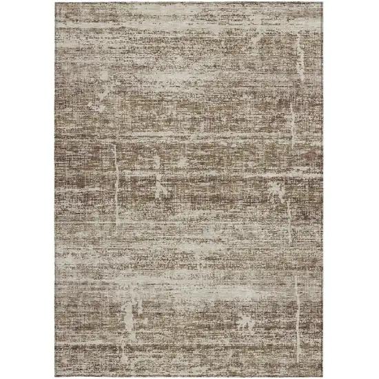 Brown Beige And Taupe Abstract Washable Indoor Outdoor Area Rug Photo 5