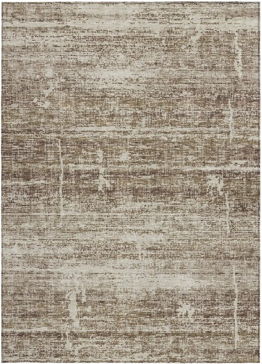 Brown Beige And Taupe Abstract Washable Indoor Outdoor Area Rug Photo 5