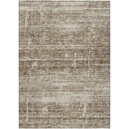 Brown Beige And Taupe Abstract Washable Indoor Outdoor Area Rug Photo 1