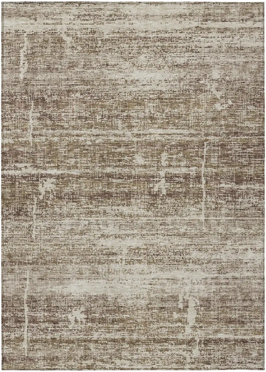Brown Beige And Taupe Abstract Washable Indoor Outdoor Area Rug Photo 1