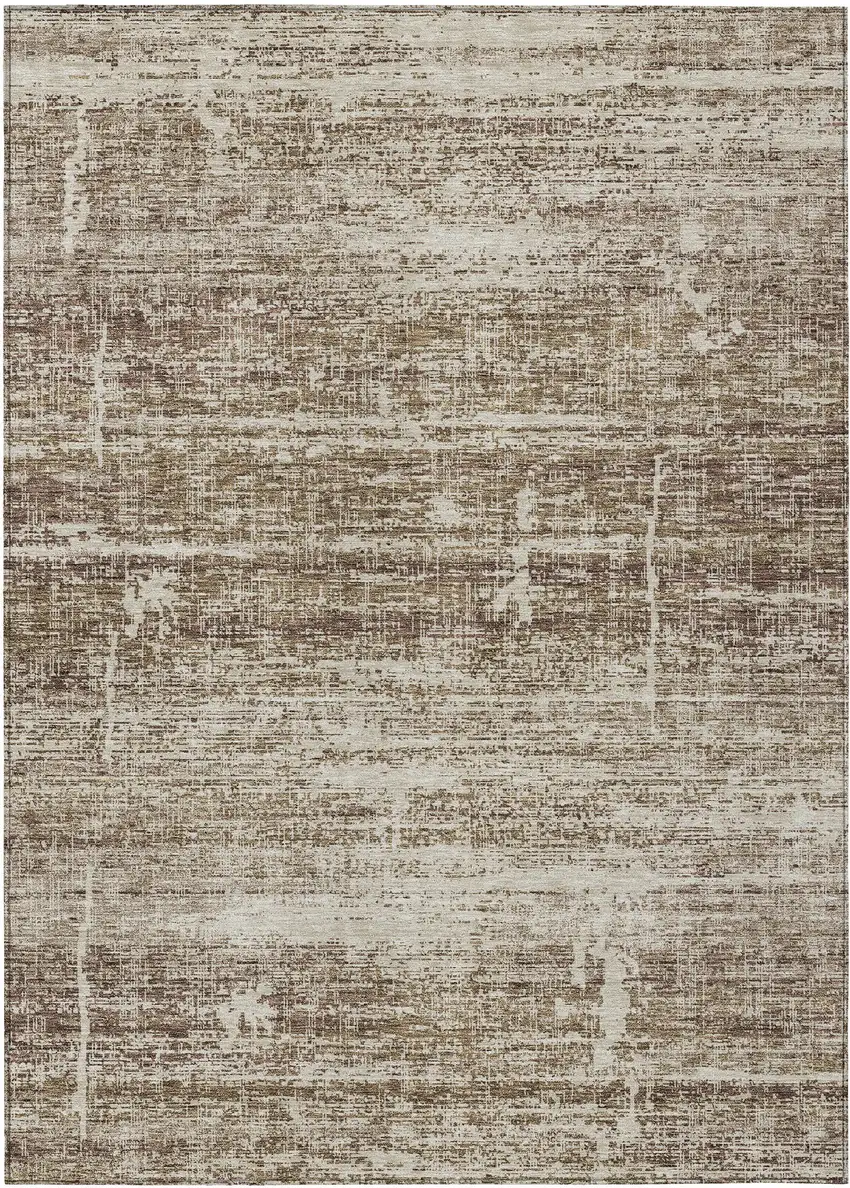 Brown Beige And Taupe Abstract Washable Indoor Outdoor Area Rug Photo 1