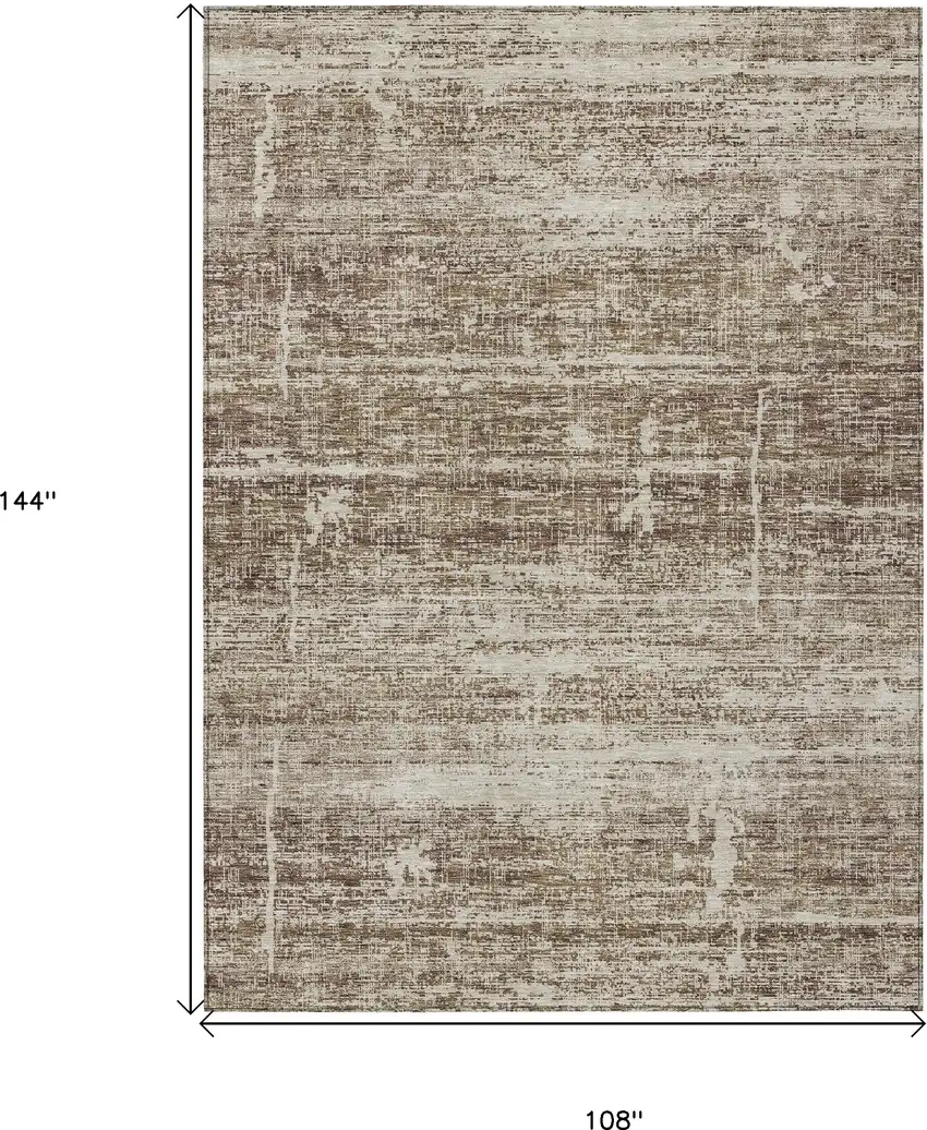 Brown Beige And Taupe Abstract Washable Indoor Outdoor Area Rug Photo 3