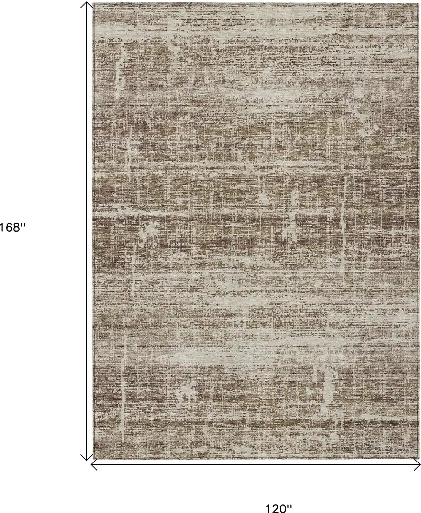 Brown Beige And Taupe Abstract Washable Indoor Outdoor Area Rug Photo 3