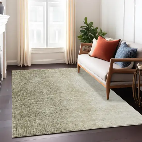 Brown Beige And Taupe Abstract Washable Indoor Outdoor Area Rug Photo 9