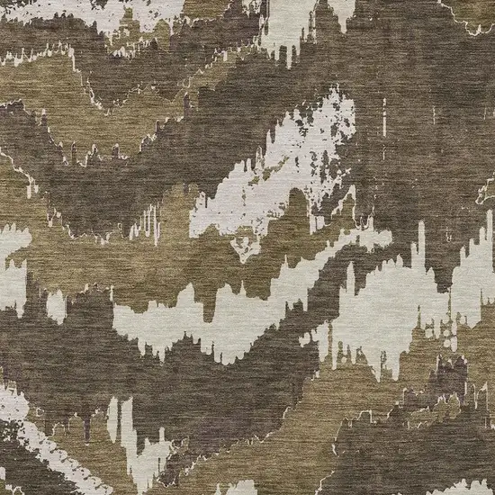Brown Beige And Taupe Abstract Washable Indoor Outdoor Area Rug Photo 6