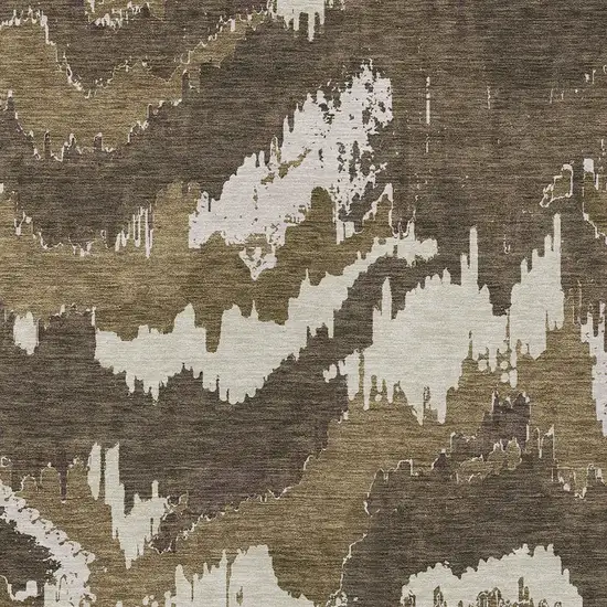 Brown Beige And Taupe Abstract Washable Indoor Outdoor Area Rug Photo 6