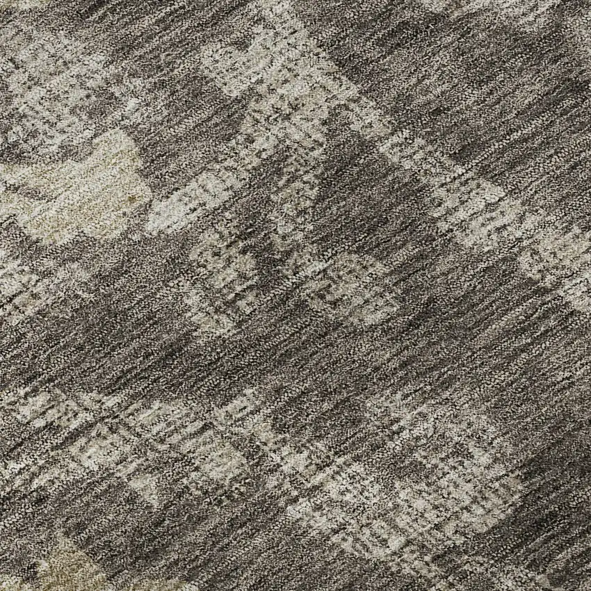 Brown Beige And Taupe Floral Washable Area Rug With UV Protection Photo 9