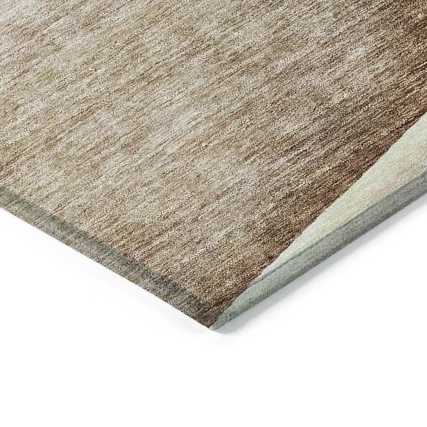 Brown Beige And Taupe Floral Washable Indoor Outdoor Area Rug Photo 2