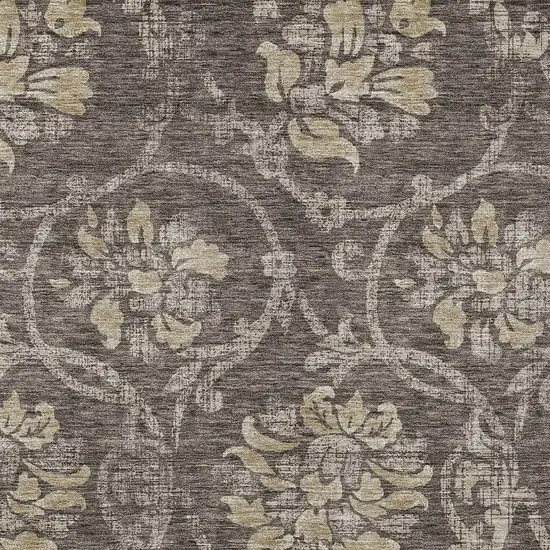 Brown Beige And Taupe Floral Washable Indoor Outdoor Area Rug Photo 4