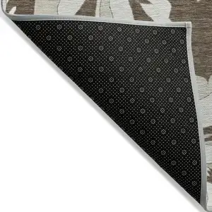 Photo of Brown Beige And Taupe Floral Washable Indoor Outdoor Area Rug