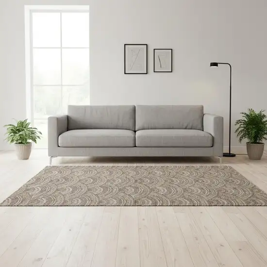 Brown Beige And Taupe Geometric Washable Area Rug With UV Protection Photo 2