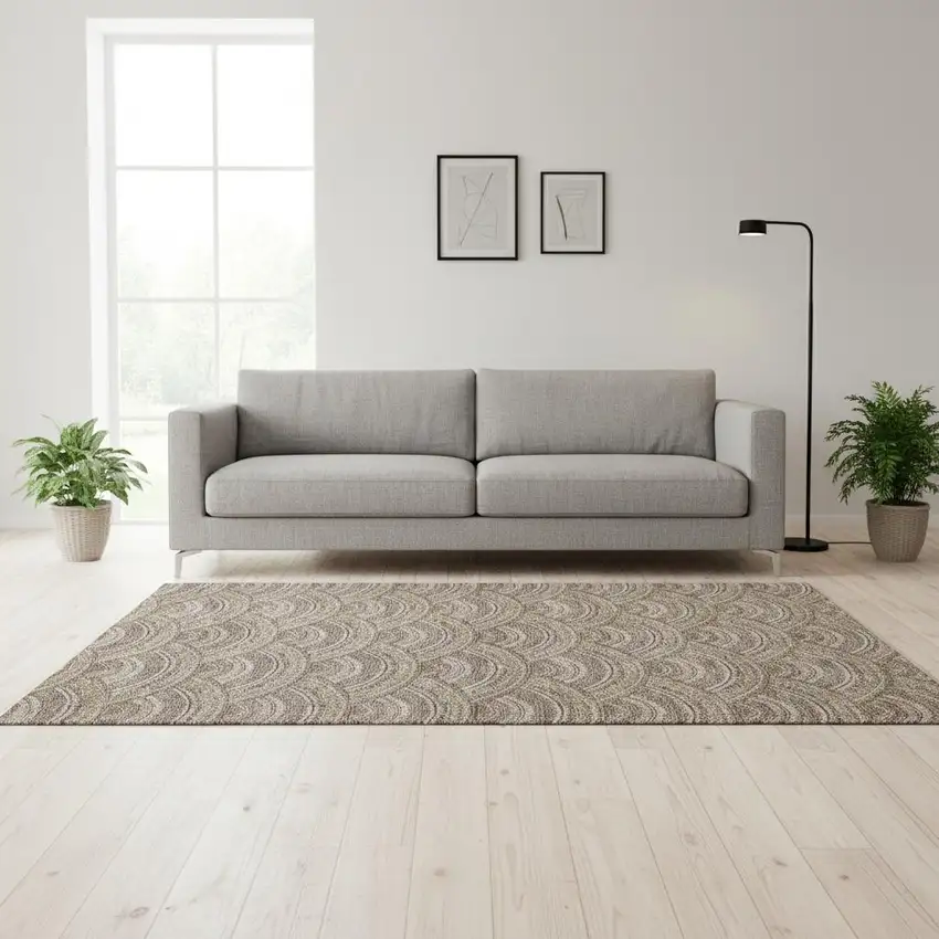 Brown Beige And Taupe Geometric Washable Area Rug With UV Protection Photo 2