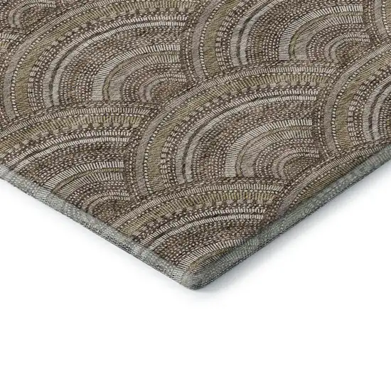 Brown Beige And Taupe Geometric Washable Area Rug With UV Protection Photo 7