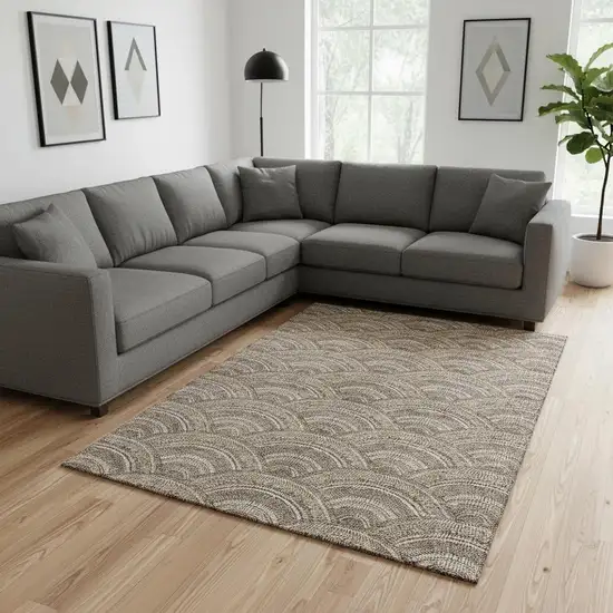 Brown Beige And Taupe Geometric Washable Area Rug With UV Protection Photo 2