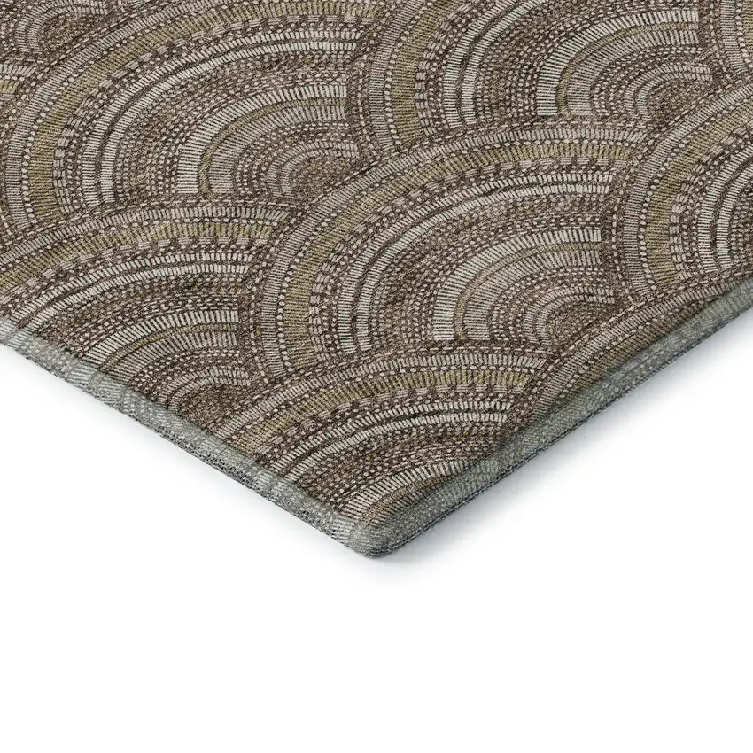 Brown Beige And Taupe Geometric Washable Area Rug With UV Protection Photo 7