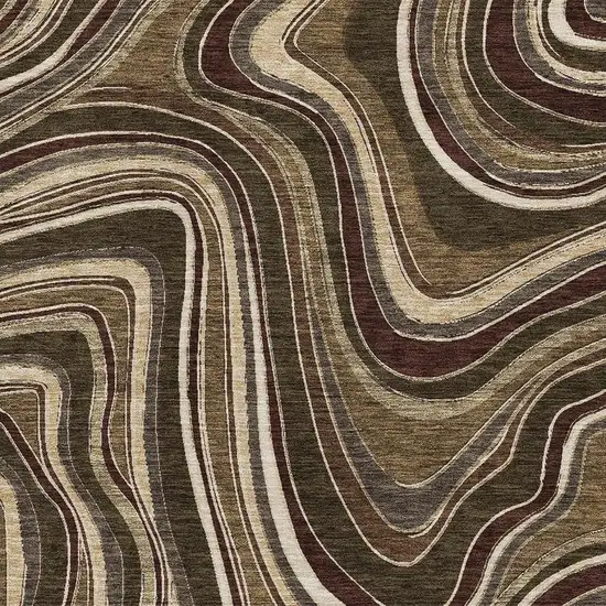 Brown Beige And Taupe Marble Washable Area Rug With UV Protection Photo 3