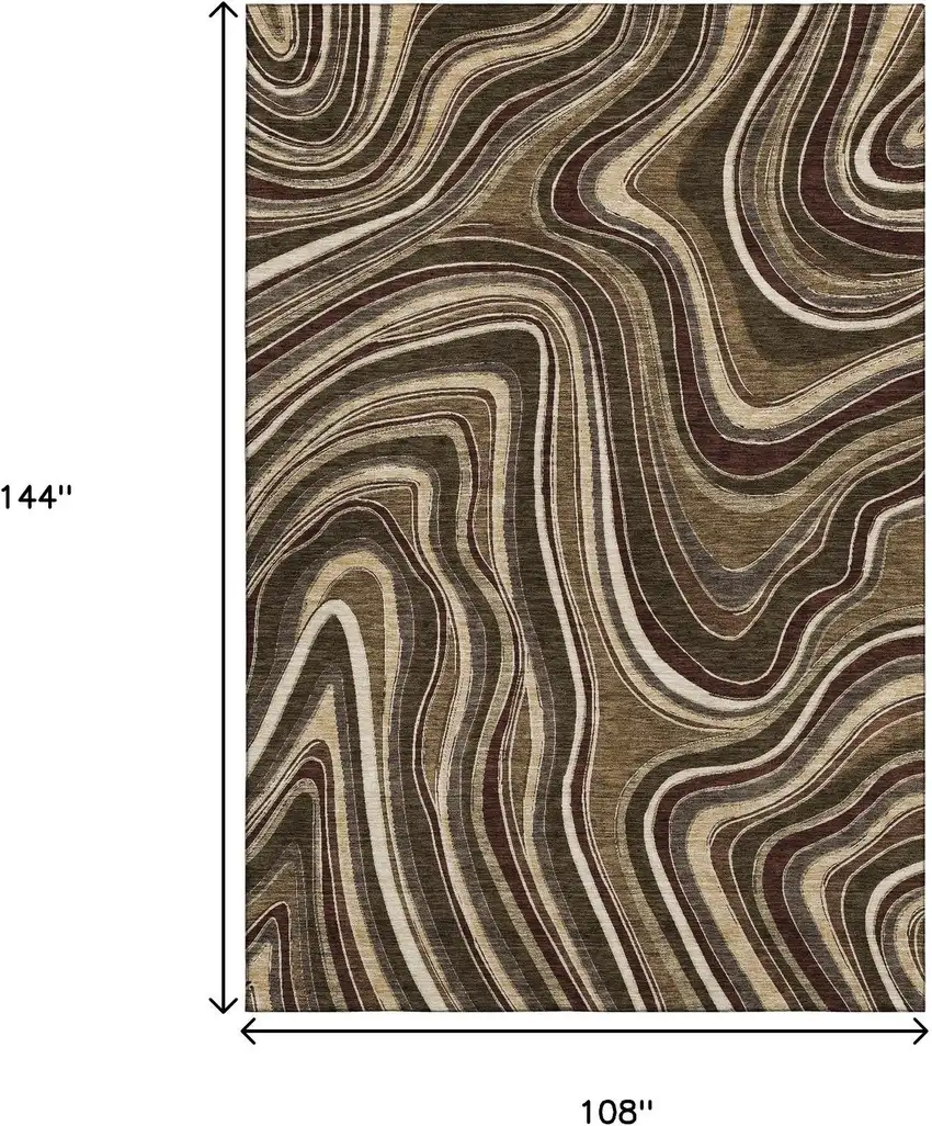 Brown Beige And Taupe Marble Washable Area Rug With UV Protection Photo 4