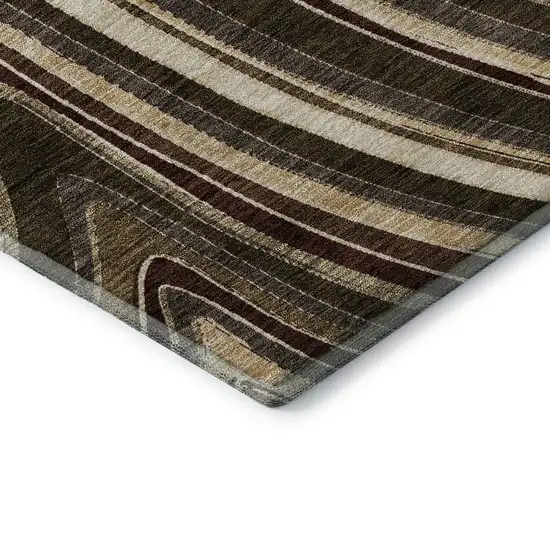Brown Beige And Taupe Marble Washable Area Rug With UV Protection Photo 8