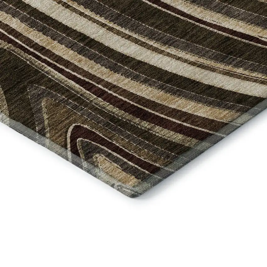 Brown Beige And Taupe Marble Washable Area Rug With UV Protection Photo 8
