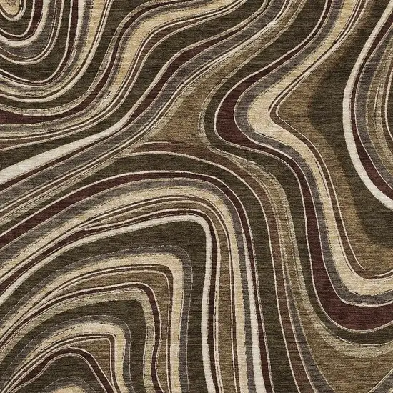 Brown Beige And Taupe Marble Washable Area Rug With UV Protection Photo 3