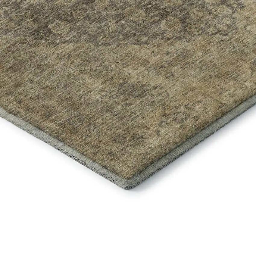 Brown Beige And Taupe Medallion Washable Area Rug With UV Protection Photo 5
