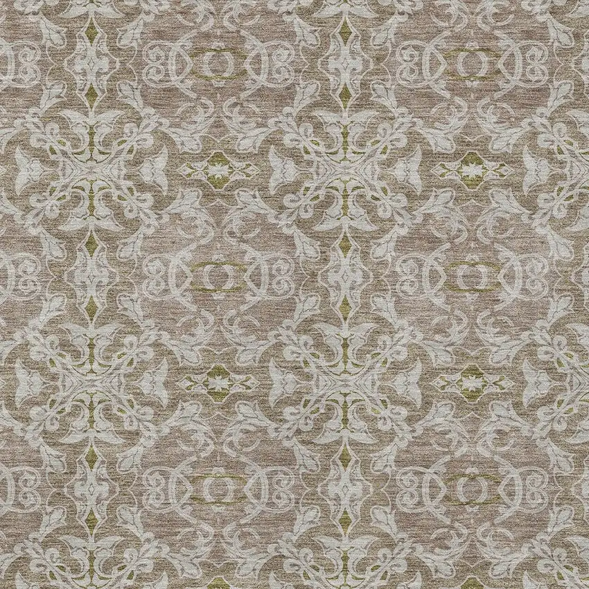 Brown Beige And Taupe Medallion Washable Indoor Outdoor Area Rug Photo 6