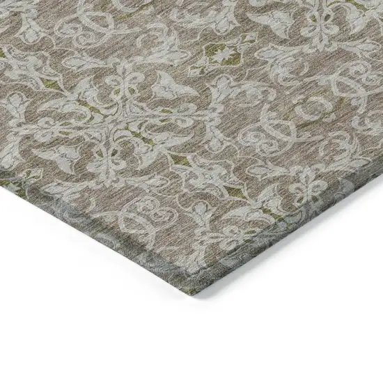 Brown Beige And Taupe Medallion Washable Indoor Outdoor Area Rug Photo 5