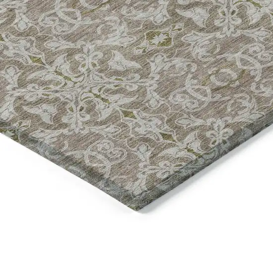 Brown Beige And Taupe Medallion Washable Indoor Outdoor Area Rug Photo 5