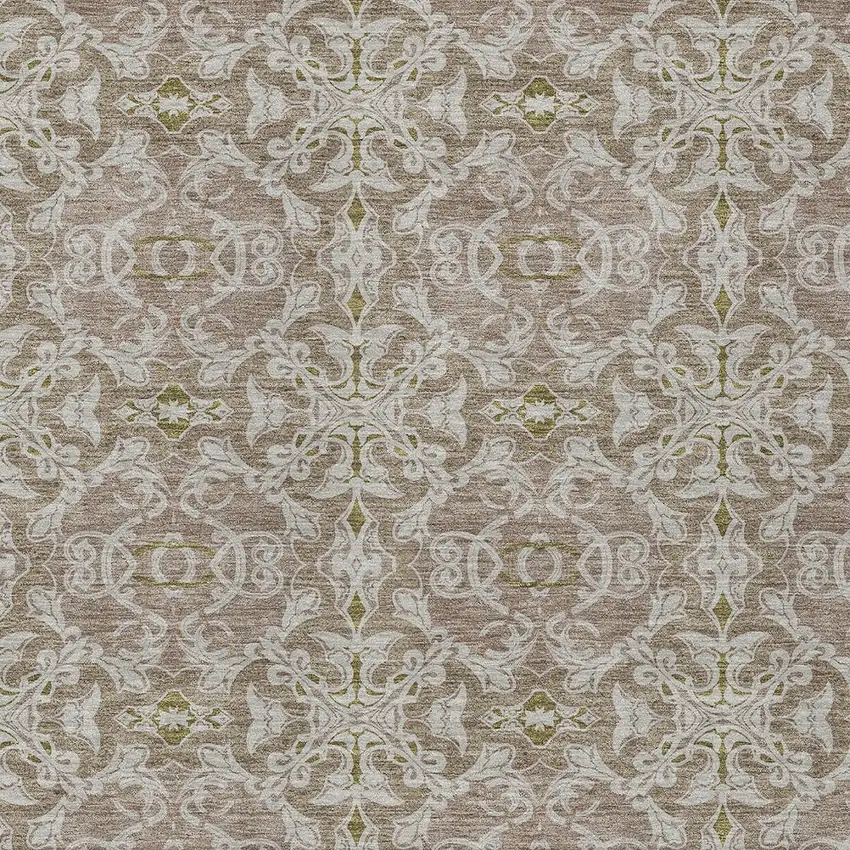 Brown Beige And Taupe Medallion Washable Indoor Outdoor Area Rug Photo 6