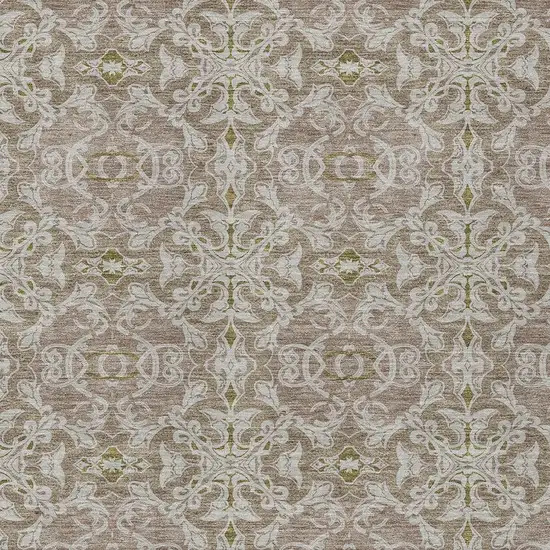 Brown Beige And Taupe Medallion Washable Indoor Outdoor Area Rug Photo 6
