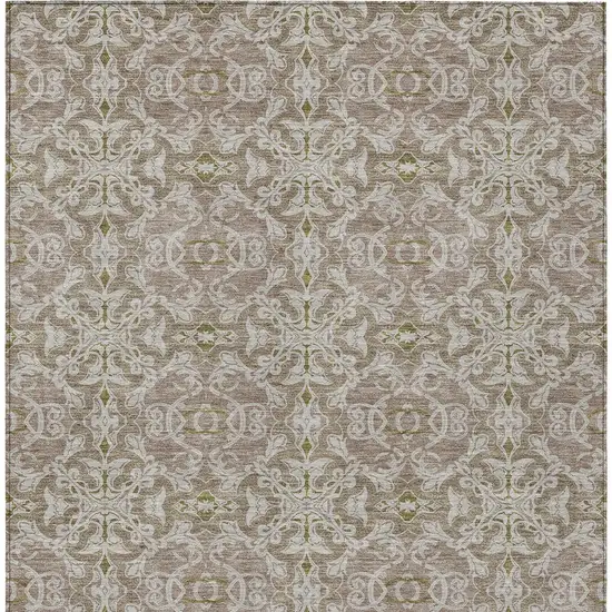 Brown Beige And Taupe Medallion Washable Indoor Outdoor Area Rug Photo 7