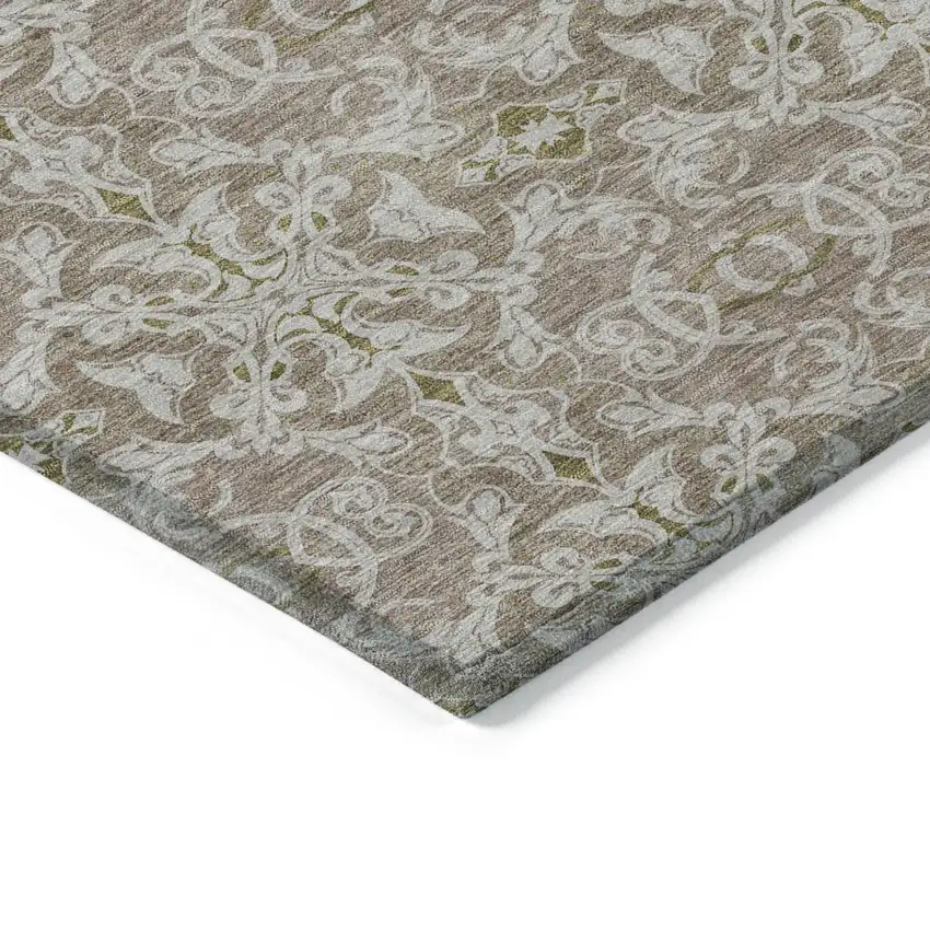 Brown Beige And Taupe Medallion Washable Indoor Outdoor Area Rug Photo 5