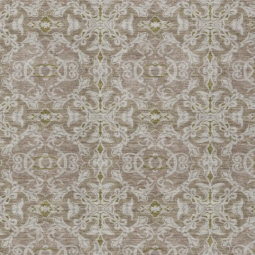 Brown Beige And Taupe Medallion Washable Indoor Outdoor Area Rug Photo 6