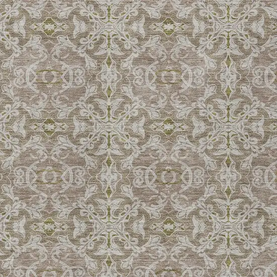 Brown Beige And Taupe Medallion Washable Indoor Outdoor Area Rug Photo 6
