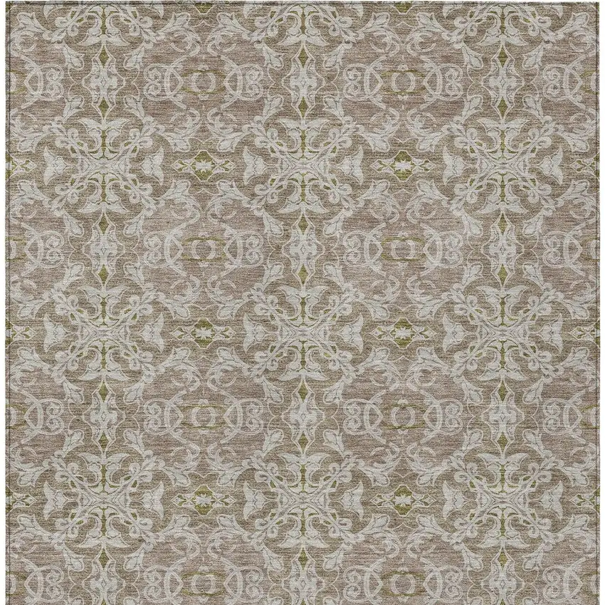 Brown Beige And Taupe Medallion Washable Indoor Outdoor Area Rug Photo 7