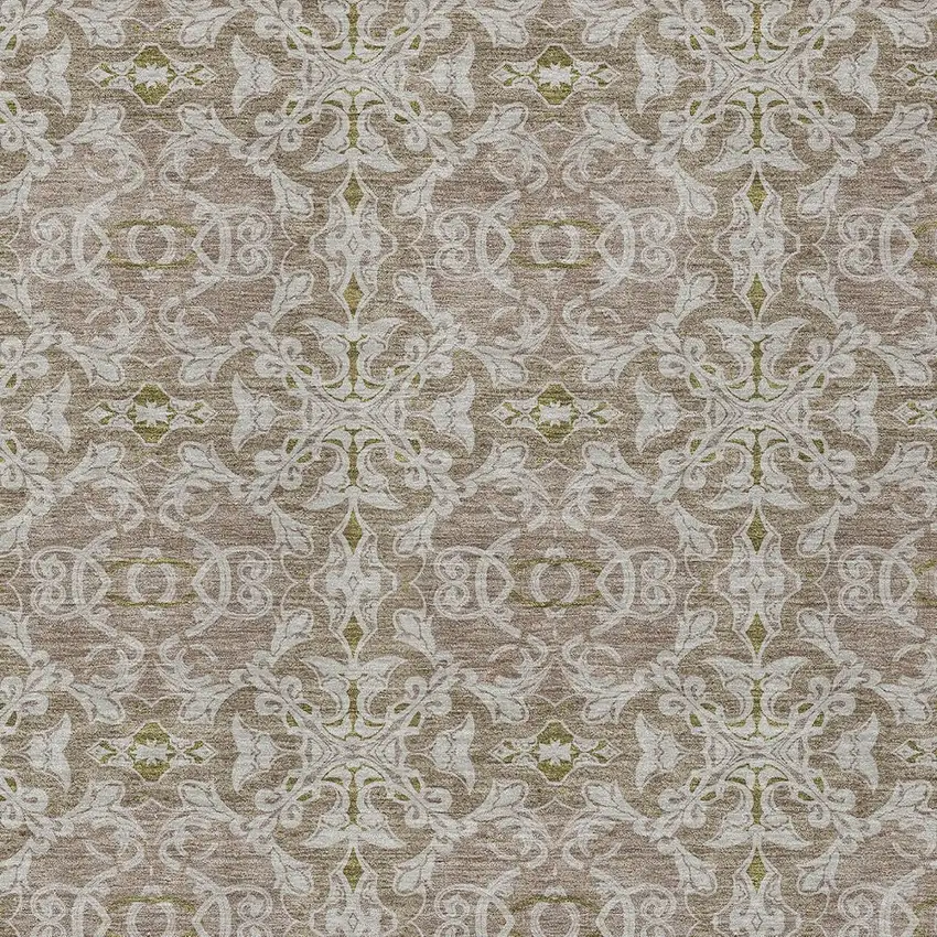Brown Beige And Taupe Medallion Washable Indoor Outdoor Area Rug Photo 6