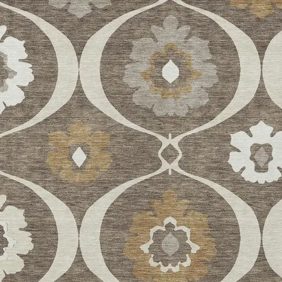 Brown Beige And Taupe Medallion Washable Indoor Outdoor Area Rug Photo 6