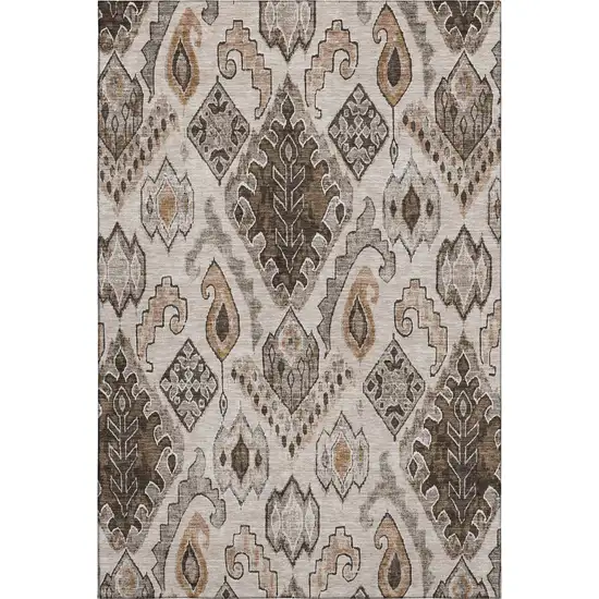 Brown Beige And Taupe Moroccan Washable Area Rug With UV Protection Photo 1