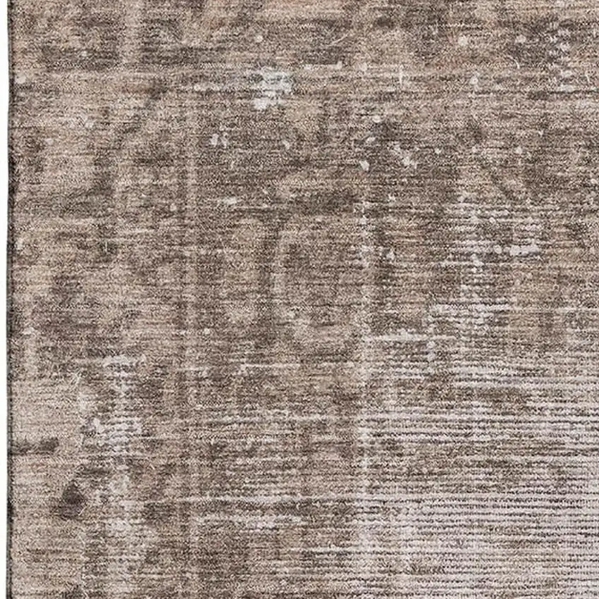 Brown Beige And Taupe Oriental Washable Area Rug With UV Protection Photo 2