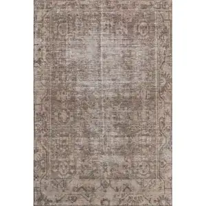 Photo of Brown Beige And Taupe Oriental Washable Area Rug With UV Protection