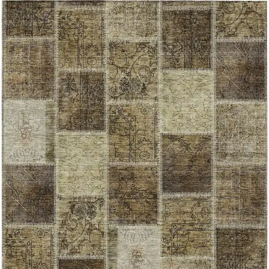 Brown Beige And Taupe Patchwork Washable Indoor Outdoor Area Rug Photo 5