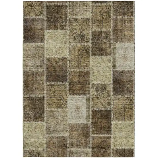 Brown Beige And Taupe Patchwork Washable Indoor Outdoor Area Rug Photo 6