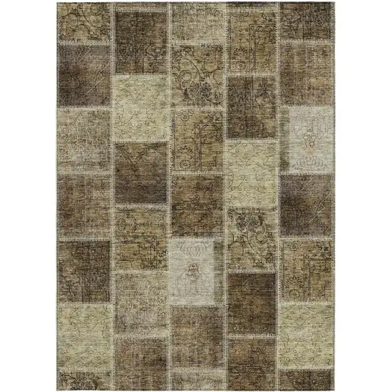 Brown Beige And Taupe Patchwork Washable Indoor Outdoor Area Rug Photo 6