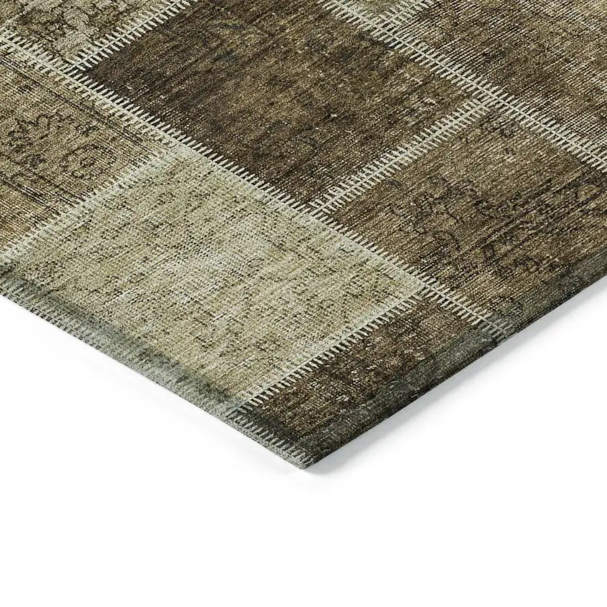 Brown Beige And Taupe Patchwork Washable Indoor Outdoor Area Rug Photo 4