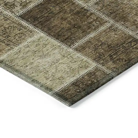 Brown Beige And Taupe Patchwork Washable Indoor Outdoor Area Rug Photo 4