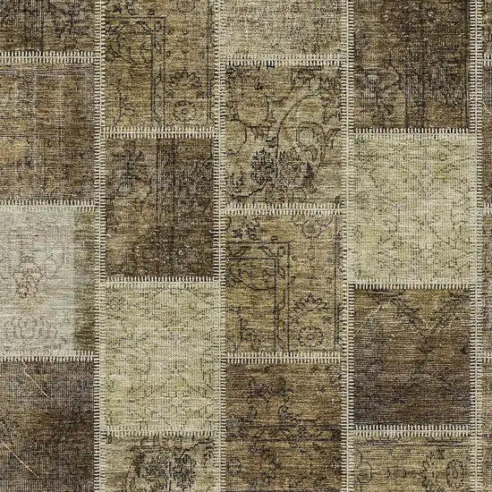 Brown Beige And Taupe Patchwork Washable Indoor Outdoor Area Rug Photo 4